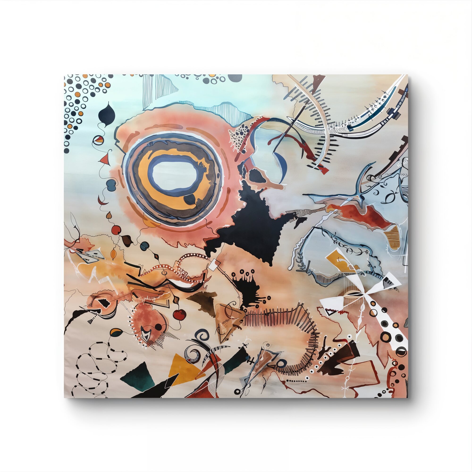 Cuadro abstracto «Ojo de agua» en acrílico y técnica mixta de Beatriz de la Noi — disponible en Concón, Región de Valparaíso